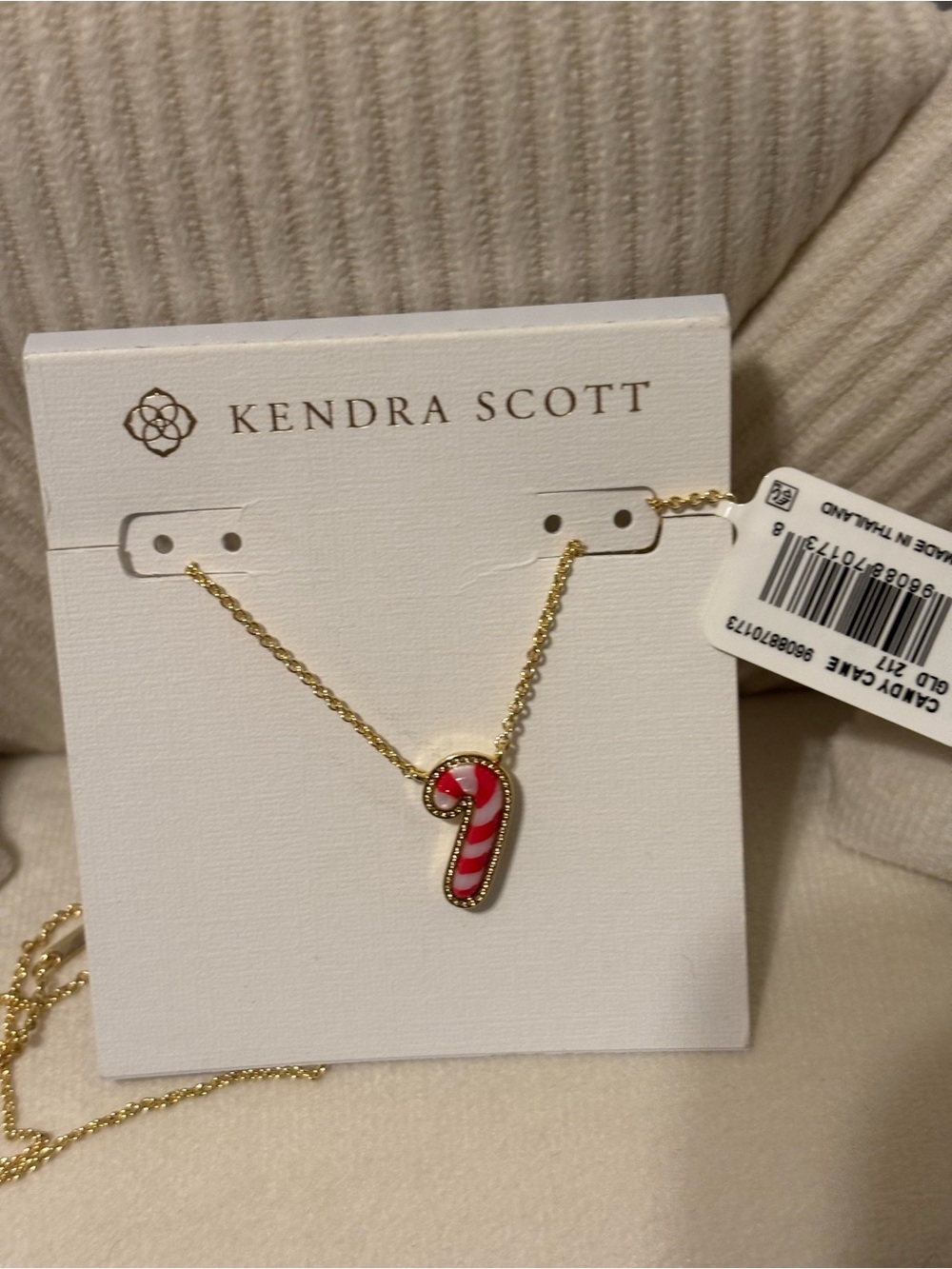 Kendra Scott Gold Candy Cane Pendant Necklace - Red and White